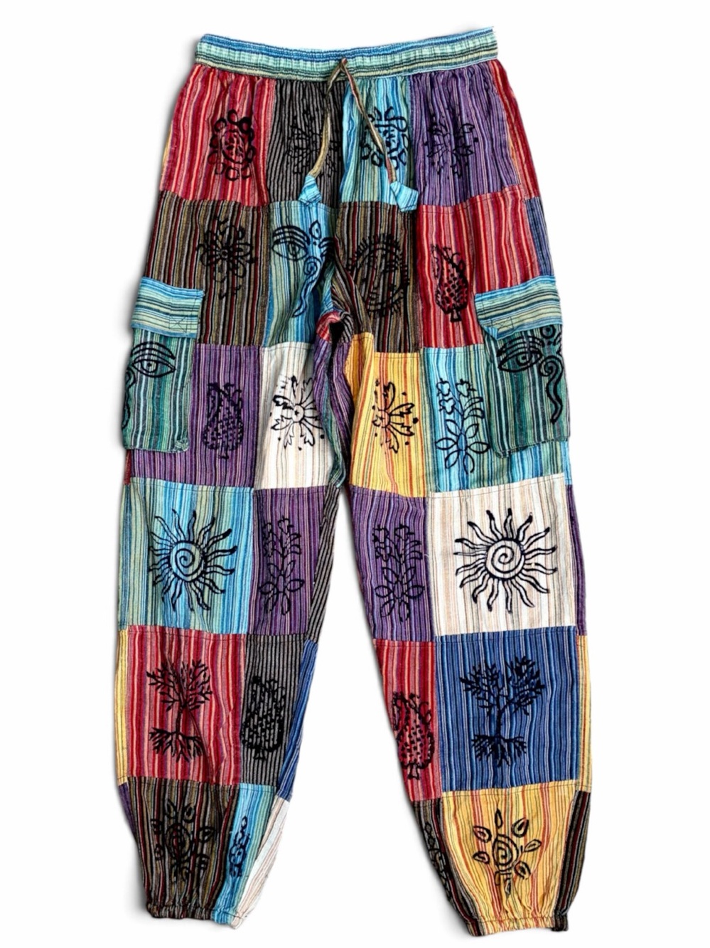Rising International Celestial Patchwork Baggy Pants Hippie Boho Cargo XL Nepal